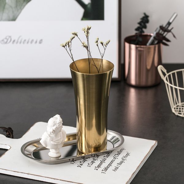 

nordic style new brass gold color vase simple style fashion flower vase