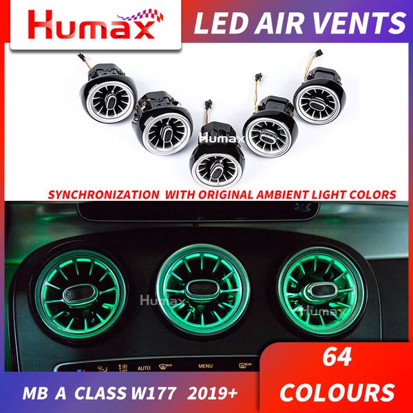 

diy 64 colors led turbine air vent for year 19+ a class w177 a200 a250 led air condition vent synchronized with ambient light