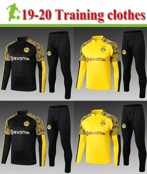

good quality 19/20borussia dortmund tracksuit jacket set long sleeve training suit 2019 2020 borussia dortmund niño football training, Black