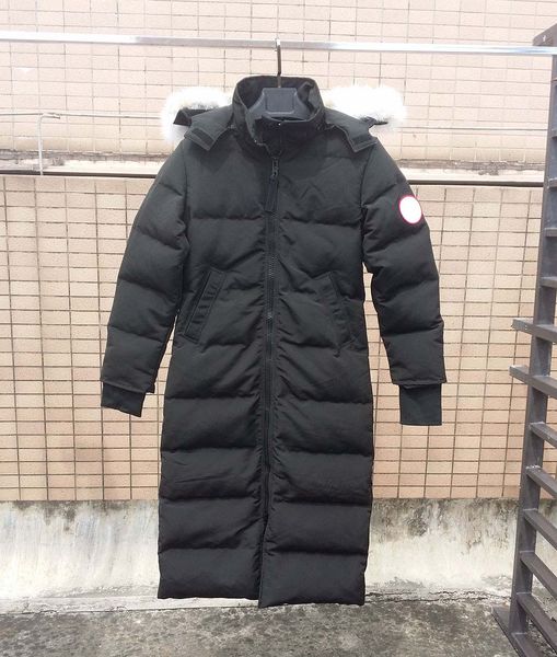 

brand designer hooded jacket womens canada goosedown luxury imported fur collar down jacket 95% goosedown increase warm lengthen coat, Black