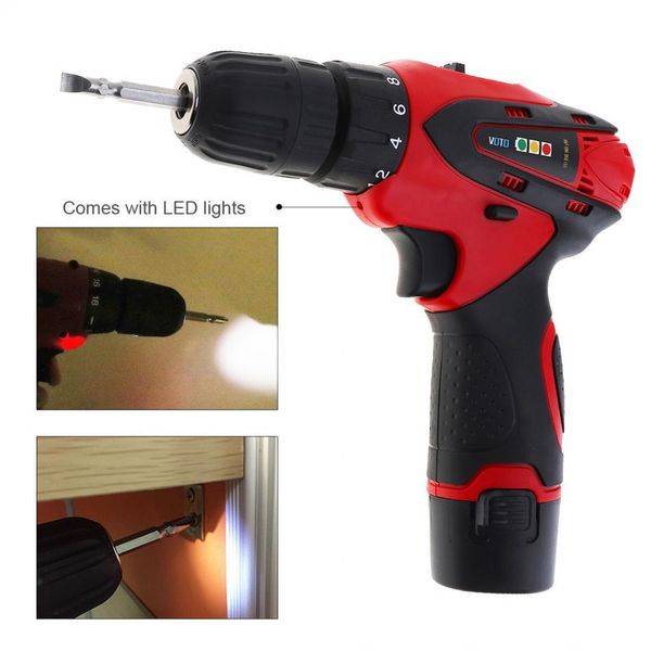

12v electric screwdriver with 2*lithium battery rechargeable two-speed multi-function cordless electric drill power tools