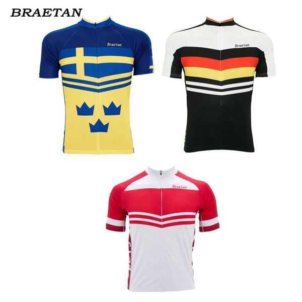 

germany sweden poland national cycling jerseys summer short sleeve bike wear black jersey road jersey cycling clothing braetan, Black;red