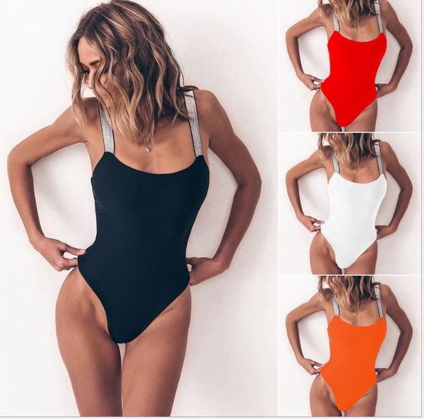 

new flash bandage 2019 bikini pure-color linkage swimsuit women's uniform swimsuit back