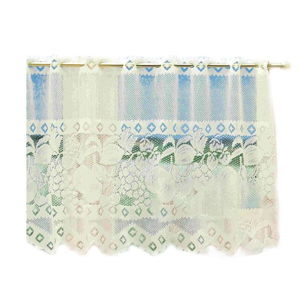 

modern european style white jacquard embroidered floral lace short window curtain valance pattern coffee kitchen cabinet decor