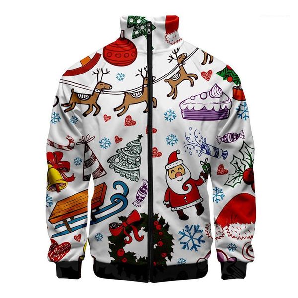 

designer hoodies cardigan stand collar long sleeve winter mens hoodies casual male appare with zipper christmas 3d mens, Black