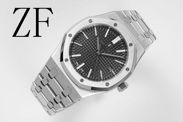 

zf new luxury mens watches 15400 white blue and black 3120 automatic up-chain watch 41x9.8mm designer watches movement watches movement, Slivery;brown