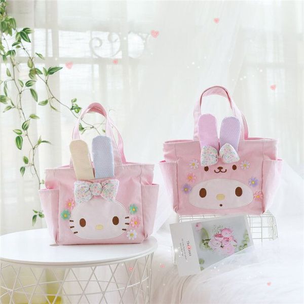 

cartoon cute hello kitty my melody canvas shopping bag women shoulder bags children lunch bag tote mother handbag maternity bags