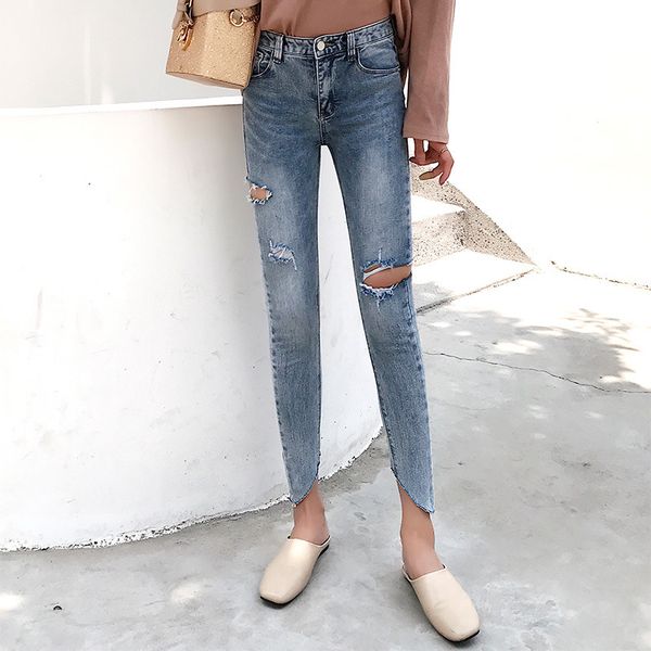 

high waist jeans for women vintage casual pencil pants female shinny trousers jean female skinny trousers ankle-length pants, Blue