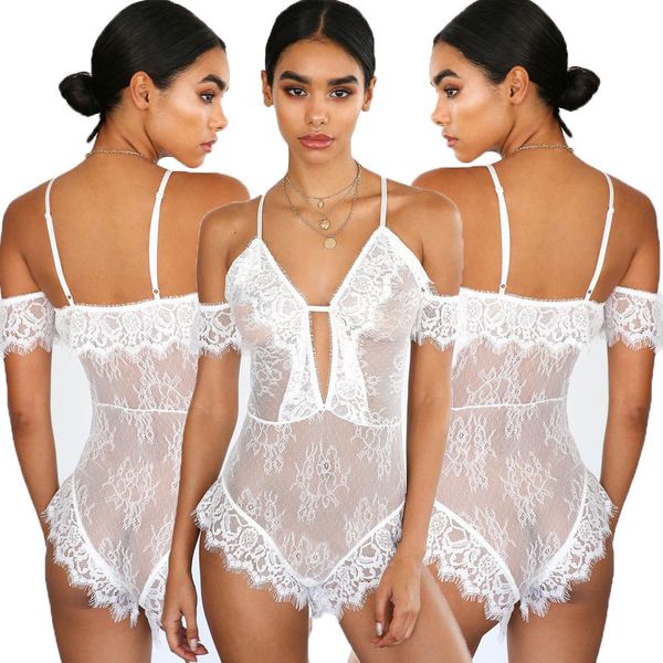 

pyjamas women's lace lingerie nightwear underwear g-string sleepwear dress bodysuit #r76, Red;black