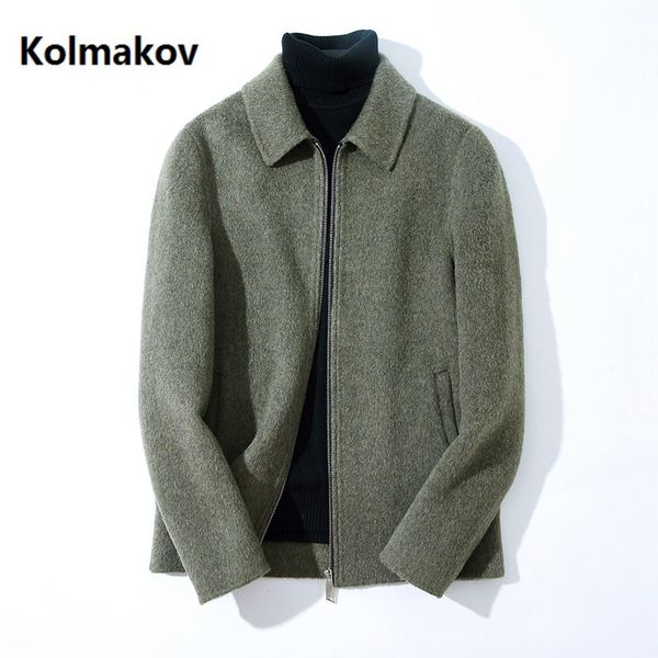 

2019 winter coat men's albaca double-faced cashmere trench coat men's casual jacket 100% woolen coats men overcoat, Black