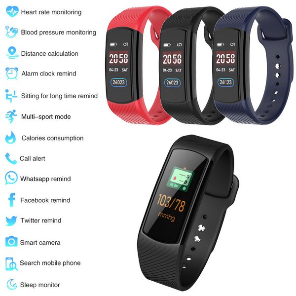 

smart sports fitness activity heart rate tracker blood pressure watch waterproof bluetooth touch screen app