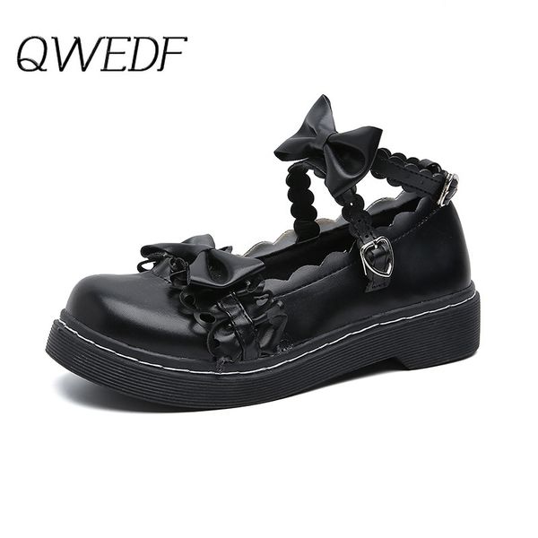 

2019 lolita shoes girl high school student shoes pu leather heart-shaped bowknot kitten heels mary jane z6-25, Black