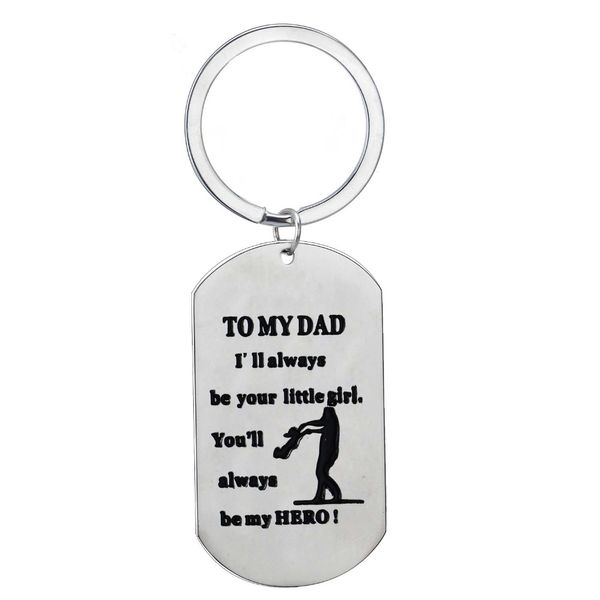 

12 pc/lot to my dad i'll always be your little girl family keychain stainless steel keyring daddy papa father xmas gift key ring, Silver