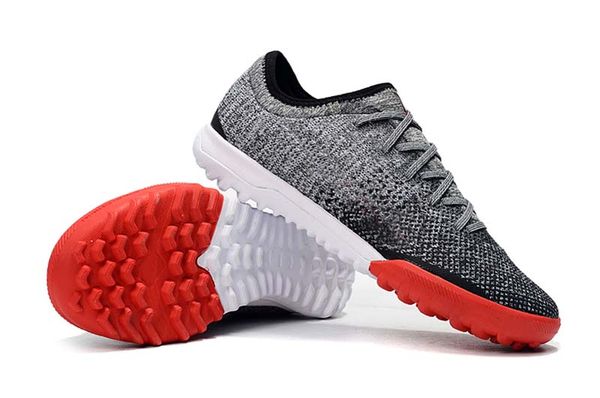 

men knitted soccer shoes mercurial superflyx 6 elite ic / tf soccer shoes indoor / outdoor silver red low help football shoes