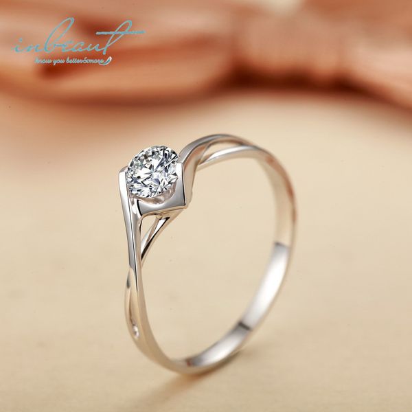 

inbeaut отлично вырезать 1 карат муассанит кольцо 925 серебряный ангел поцелуй d цвет пройти тест алмаз муассанит обручальные кольца для жен, Golden;silver