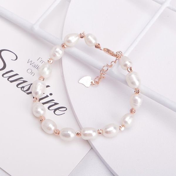 

wholesale 10 pcs gold plated geomemtric imitation pearl link chain bracelet for elegant women charm jewelry, Black