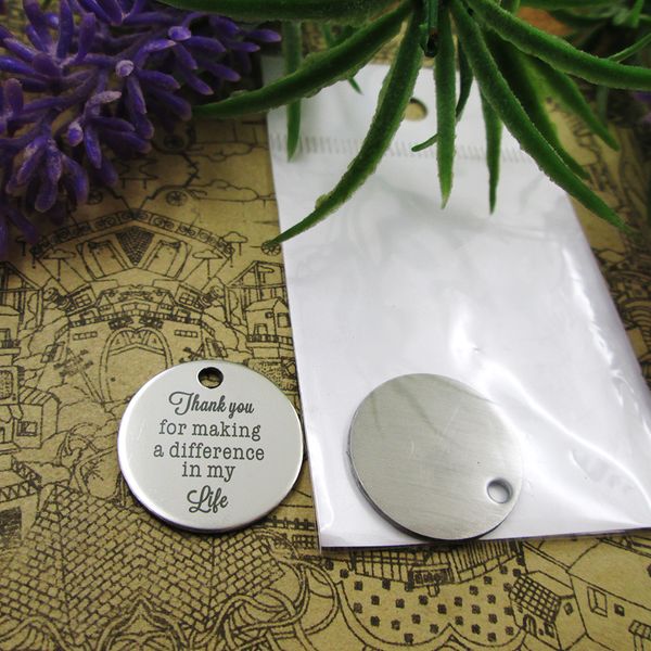 

40pcs--"thank you for making a difference in my life"stainless steel charms more style for choosing diy charms pendants for neckla, Bronze;silver