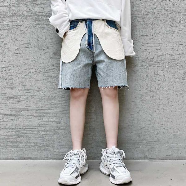 

men's jeans men summer inside design knee length male vintage streetwear hip hop casual denim pants, Blue