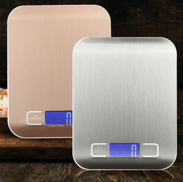 5kg 1g Bilancia digitale Utensili da cucina da cucina Bilancia Peso Bilancia elettronica Piattaforma sottile Acciaio inossidabile