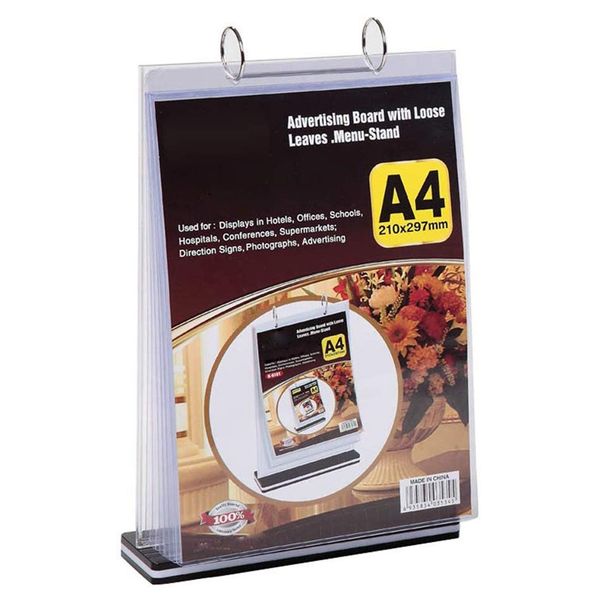 

a4 multi-page flip display card label display stand detachable label business menu holder, Pink;blue