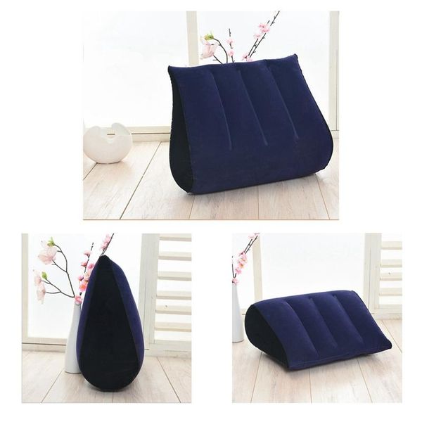 Navy Blue Inflatable Sex Pillow Pvc Travel Waist Pillow Magic