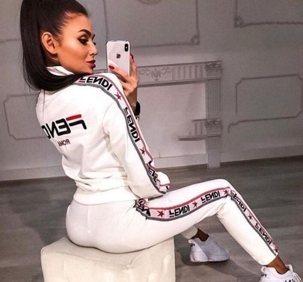 

sporting suit women's hoodie zipper cardigan pants suits tracksuit two piece setwo clothing sets women's tracksuits, White
