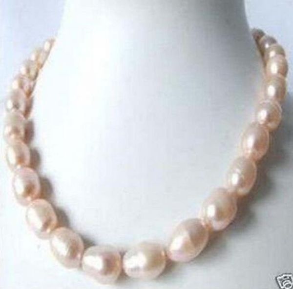 

lovely handmade genuine large 10-11mm rose baroque pearl necklace 18 '', Silver
