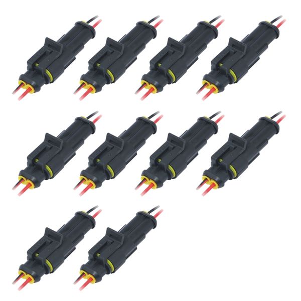 

10pcs 2pin way car waterproof male female electrical connector plug wire kit set