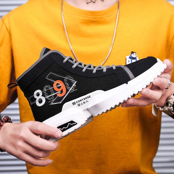 

fashion cool 8090 men casual shoes korean version man walking footwear breathable sneakers for men high zapatillas hombre, Black