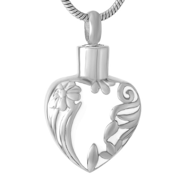 

z8678 engraving 316l silver stainless steel heart urn necklace pendant with funnel kit cremation ashes (heart pendant