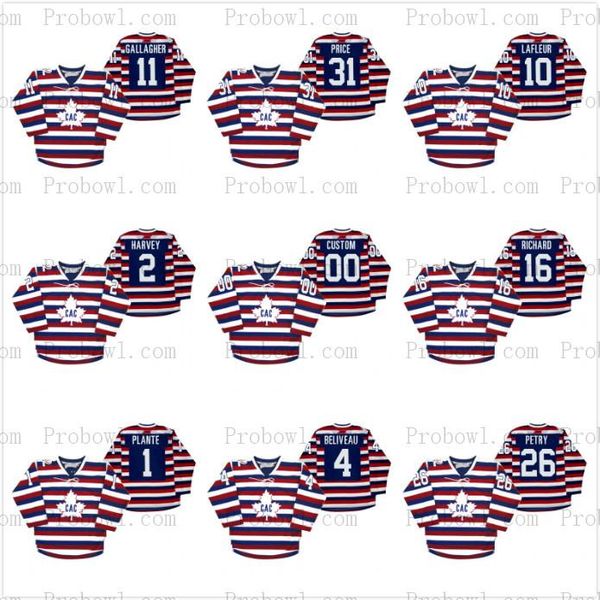 

custom men centennial 100th anniversary celebration retro jersey 11 brendan gallagher 31 carey price harvey guy lafleur richard women youth, Black