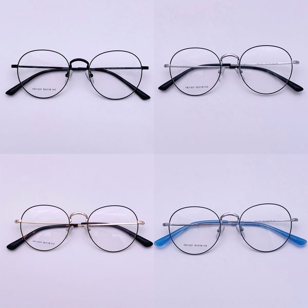 

classic artistic myopia full myopia glasses frame round frame metal plain glasses, Silver