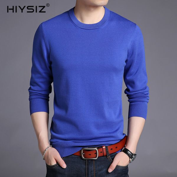 

hiysiz sweater men 2019 100% cotton o-neck casual autumn winter streetwear new fashion trend brand pullover knit men sw061, White;black
