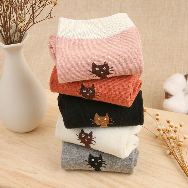 

5pcs cotton rose print women's socks retro embroidery long colorful funny socks women drop shopping new, Black;white