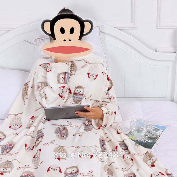 

толстый флис бросить одеяло с рукавами уютные путешествия пледы couette de lit adulte теплая зима плюшевые одеяла для взрослых