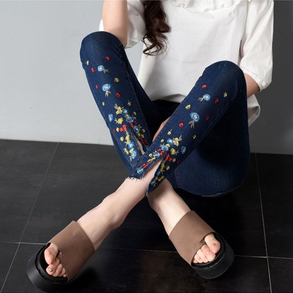 

fashion high waist stretch jeans slim pencil jeans women casual women denim skinny pants rk, Blue