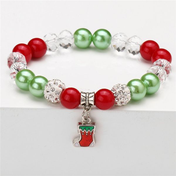 

мода рождественского подарок браслет pulseras elk тростниковой снежинка елочные чулки амулеты золото цвета браслет женщины, Black