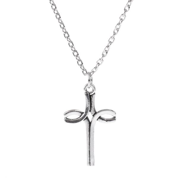 

trendy alloy cross pendant chain necklace silver
