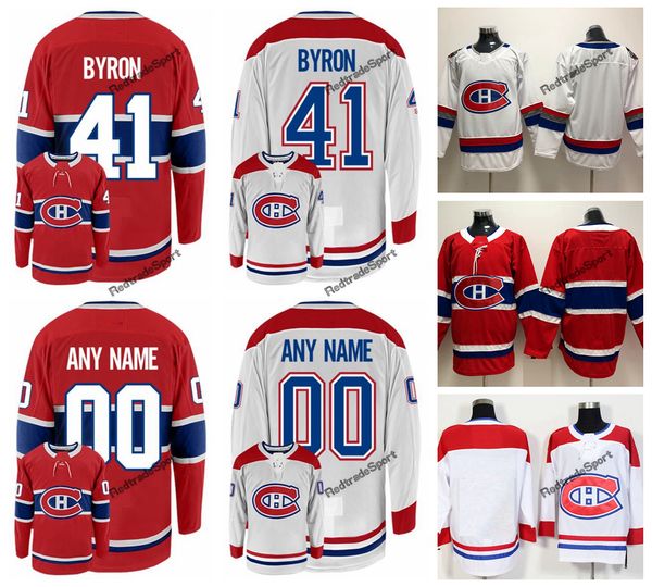 

2018 montreal canadiens 100th classic paul byron hockey jerseys custom home red #41 paul byron stitched shirts a patch, Black;red
