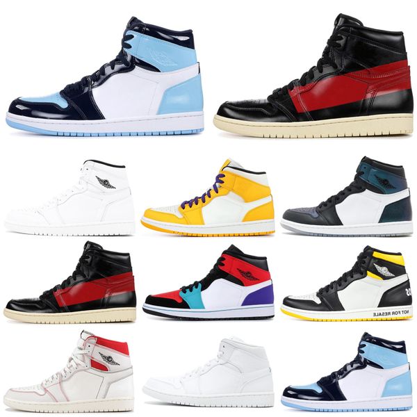 

1 1s classic court purple pine green mid og 1 men basketball shoes 1s banned bred chicago royal blue sports sneakers 7-13