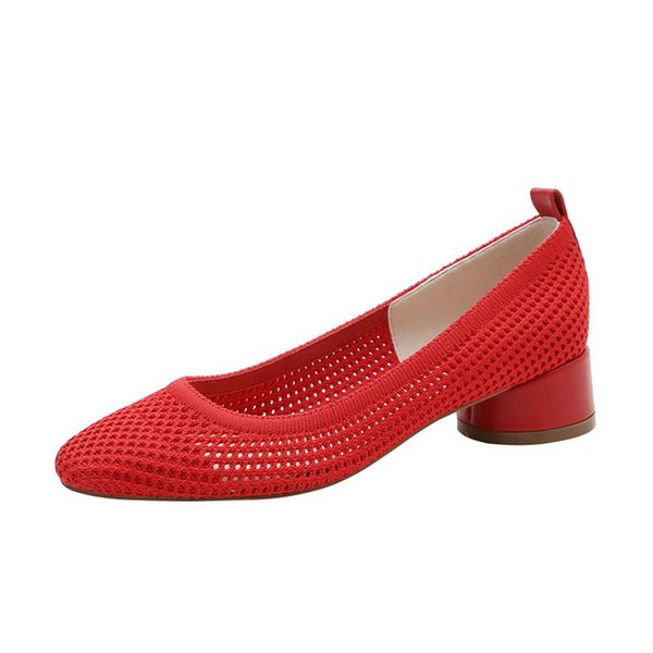 

dress shoes women's square head high heels spring summer fashion loose wedding single sleeve breathable mid heel, Black