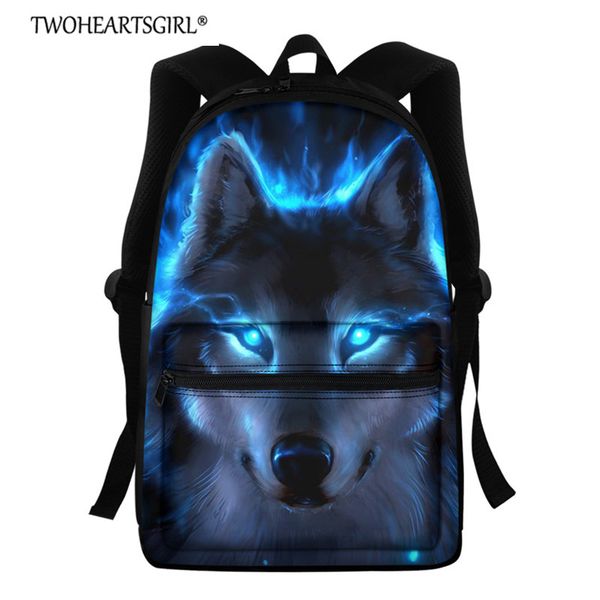 

twoheartsgirl светящиеся wolf дети bagpack подросток студенты школы рюкзаков wild animal print детские мальчики back-сумки