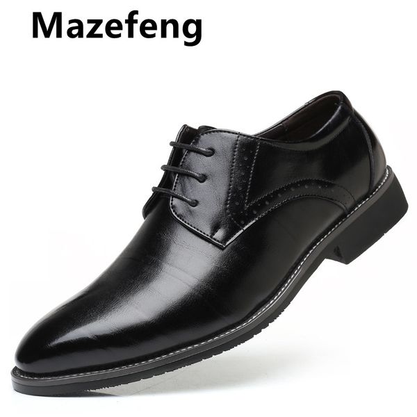 

hih quality men pointed toe shoes lace-up bullock business dress men oxfords shoes male formal bi size shallow, Black