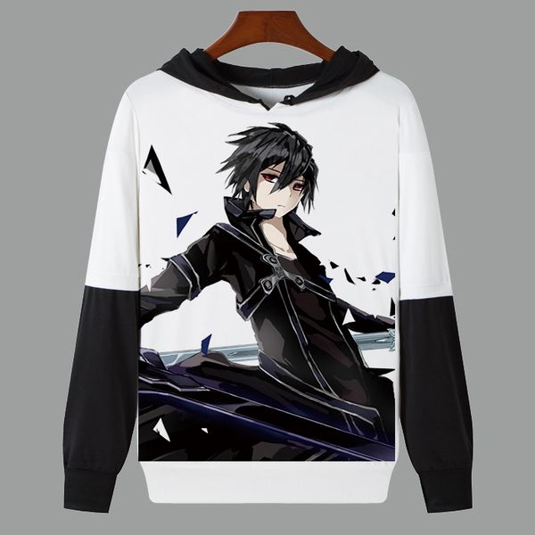 

spring autumn white hoodie anime sword art online kirigaya kazuto yuuki asuna women men casual sweatshirt hooded coat customize, Black
