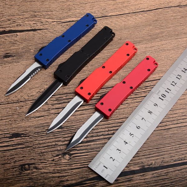 

New Aluminum Titanium Handle Mini Size Double Action Automatic Tactical Pocket Knife 7CR17 Blade Camping Tools Outdoor Hiking Knives P914M R
