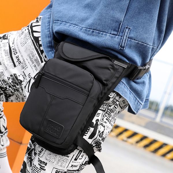 

leg bag nylon men drop fanny pack motorcycle riding casual shoulder cross body thigh male hip belt waist bags thigh