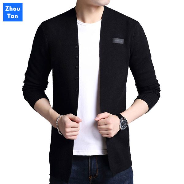 

2020 the latest fashion slim men spring autumnknitted cardigan solid color men's breasted fit sweaters, White;black
