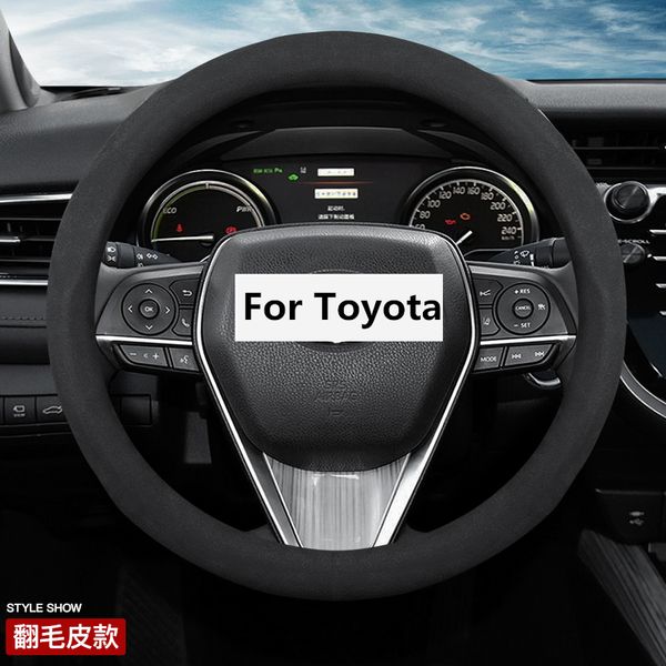 

suede leather steering-wheels cover 38cm 15" for 86 innova noah prius prado rush corolla axio altis camry rav4 fortuner