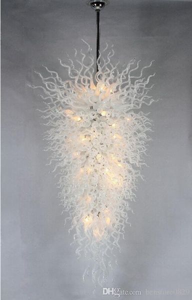 

modern art deco white blown murano glass chandelier light foyer deco led light source ac 110v 240v modern ceiling led light