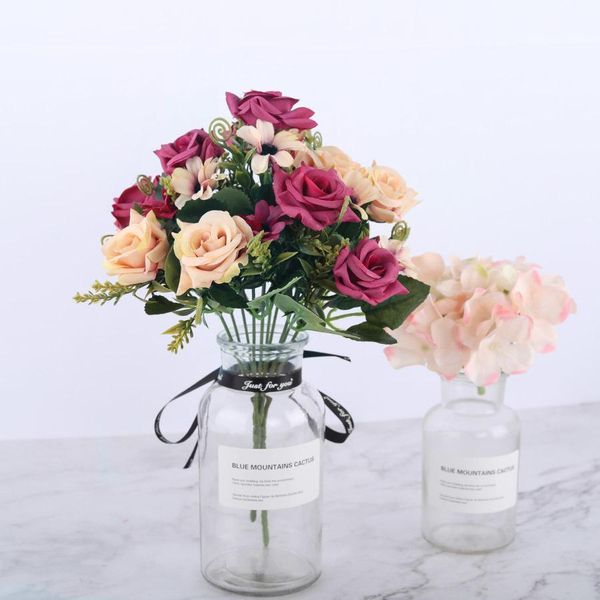 

small artificial rose silk flowers red wedding faux flowers for home living room decoration fake rose craft flowers high quality